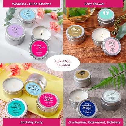 Kate Aspen - Velas aromáticas de vainilla con tapas (juego de 12), recuerdos de despedida de soltera, regalos de boda, regalos de dama de honor, plata, 12 piezas