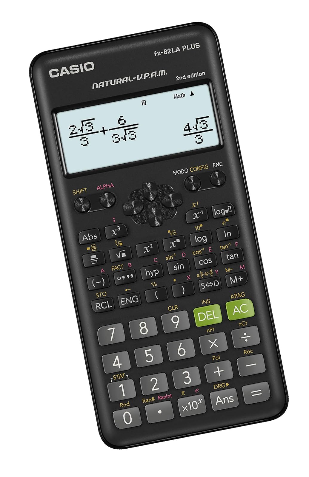 Casio Calculadora Científica, fx-82LA Plus-BK-2, 252 Funciones, Nivel Primaria y Secundaria, Color Negro