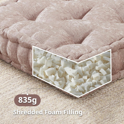 Intelligent Design Azza Poly Chenille Square Floor Pillow Cushion, 20"x20"x5", Blush