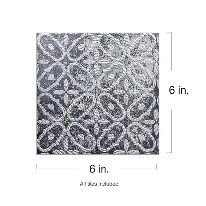 Kantu 2111009 Pacifico - Azulejo Decorativo de cerámica, 6 Pulgadas x 6 Pulgadas, Gris, Paquete de 4