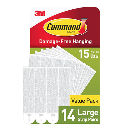 Command Tiras para colgar marcos, tamaño grande, color blanco, 4 pares (17206-ES), Blanco, 14 Pairs