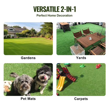 VEVOR Alfombra de césped Artificial, 3 x 5 pies de Grosor, Alfombra de césped sintético Realista para Interiores y Exteriores, 1.3 Pulgadas con Agujeros de Drenaje, Perfecta para Patio, jardín,