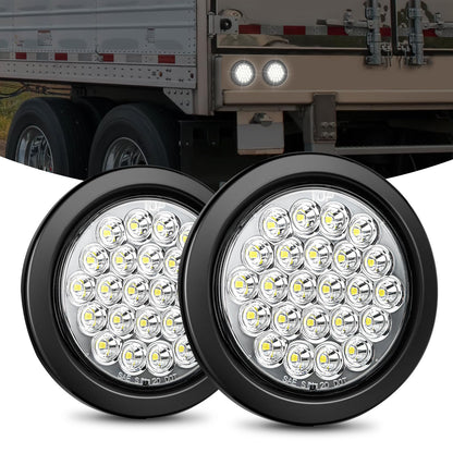 Nilight Luces Traseras Redondas LED 4 Pulgadas Freno e Intermitente - Blanco 2pcs 24Led