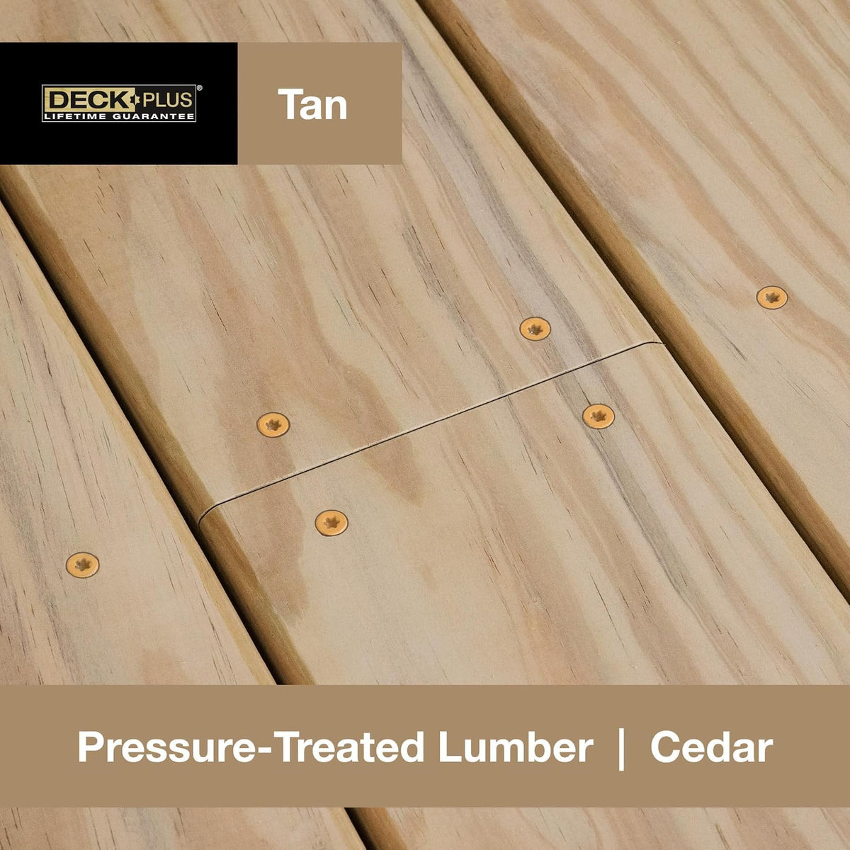 Deck Plus 48413 - Tornillos de madera y valla exteriores con revestimiento de epoxi #8 x 2 Torx/Star incluye rosca gruesa, tornillo de cubierta resistente a la corrosión, color bronceado, caja de 1