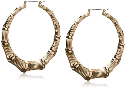 Guess Metal Hoops - arete de aro de bambú para mujer, color dorado, talla única