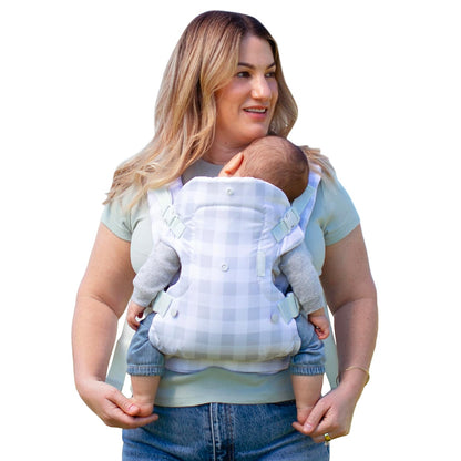 Infantino Flip Portabebés Convertible 4 en 1, Azul Marino Floral - A cuadros