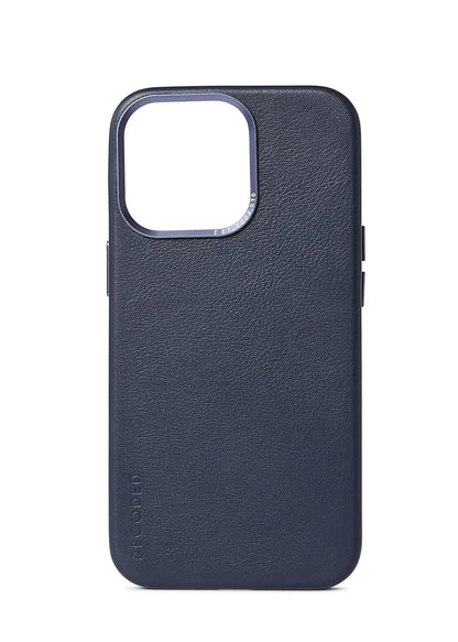 DECODED Cubierta Trasera para iPhone 13 Pro (6.1 Pulgadas) | Cuero de Grano Completo (Azul Marino Mate)