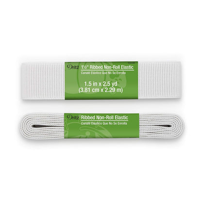 Dritz Elástico acanalado de 3,8 cm, no enrollable, color blanco