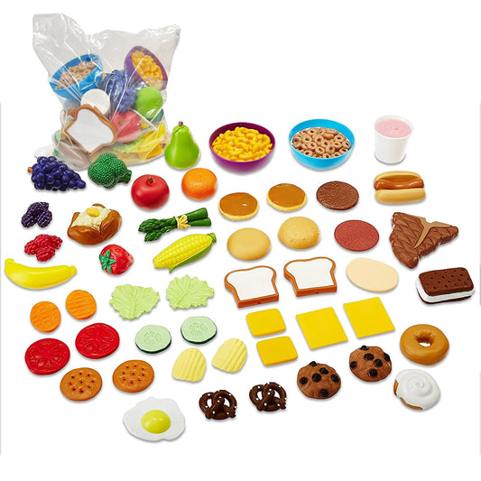 Learning Resources New Sprouts Complete Play Set de Comida, Juguetes Educativos para niños, Comida de Juguete para niños, Habilidades de Motricidad Fina, 50 Piezas, niños Mayores de 2 años