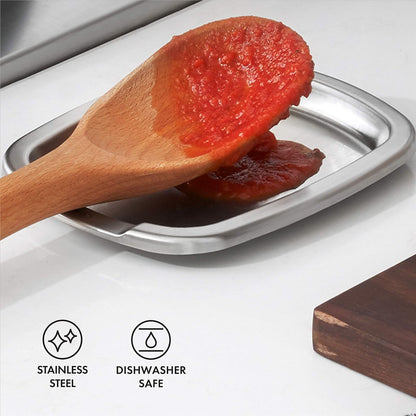 Oxo 13245300 Portacuchara Acero Inox/Silicón, 15 cm, Multicolor