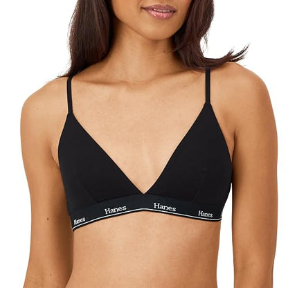Hanes Originals - Bralette Triangular de algodón elástico Que Absorbe la Humedad, Paquete de 2 Sujetador para Mujer