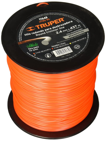 Truper Hilo Redondo para Desbrozadora, Nylon - 2.4 mm