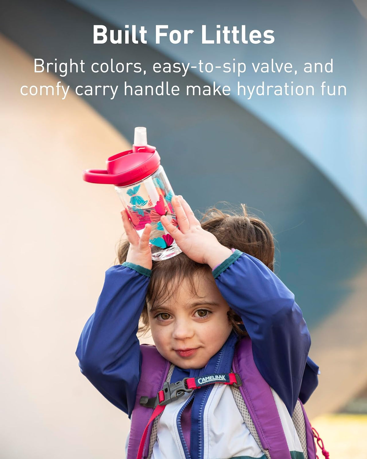 CamelBak Botella de agua Eddy+ para niños de 14 onzas con Tritan Renew, popote, a prueba de fugas, sirenas mágicas
