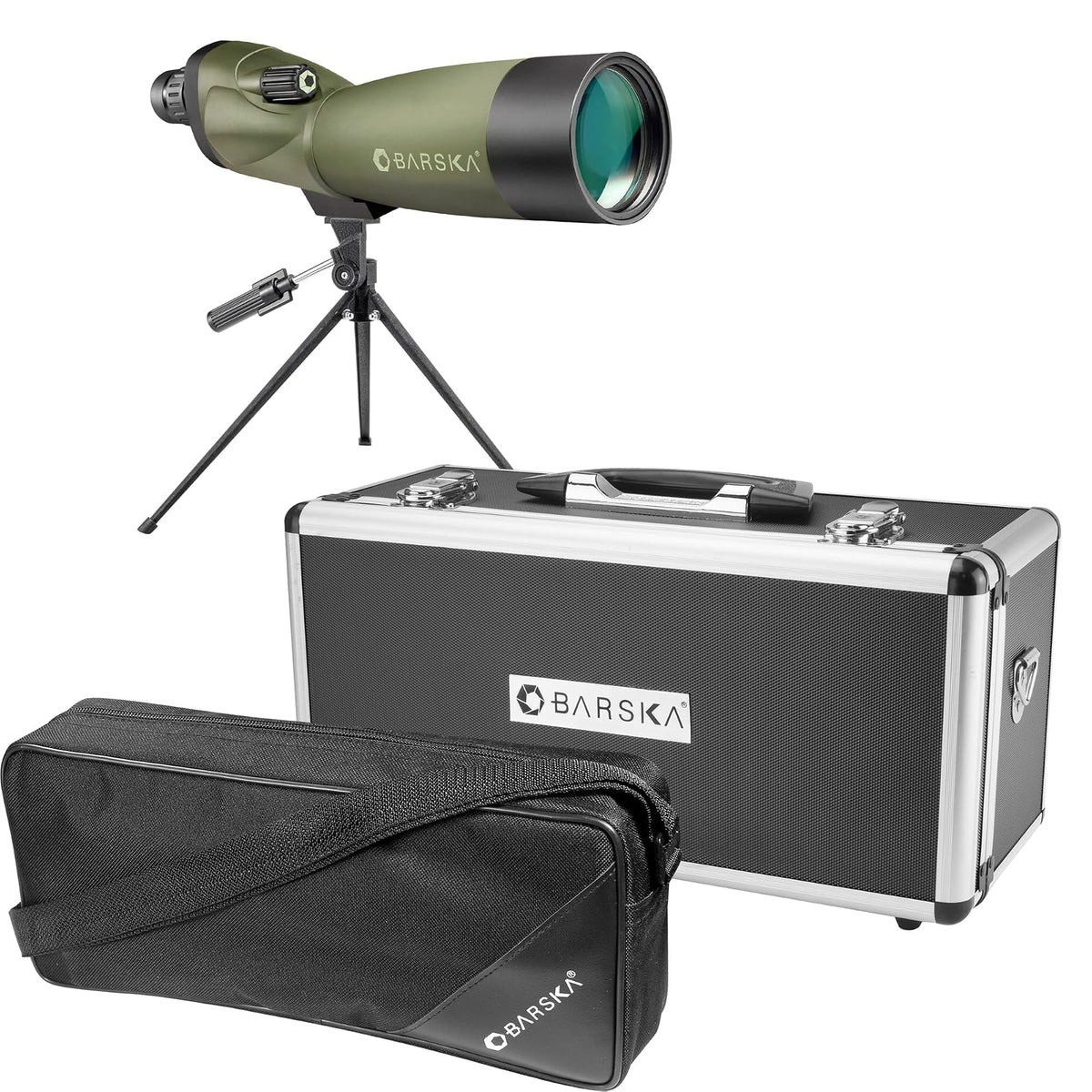 Barska AD10350 Straight Spotting Scope, Waterproof, Tripod, Soft Carry Case & Premium Hard Case