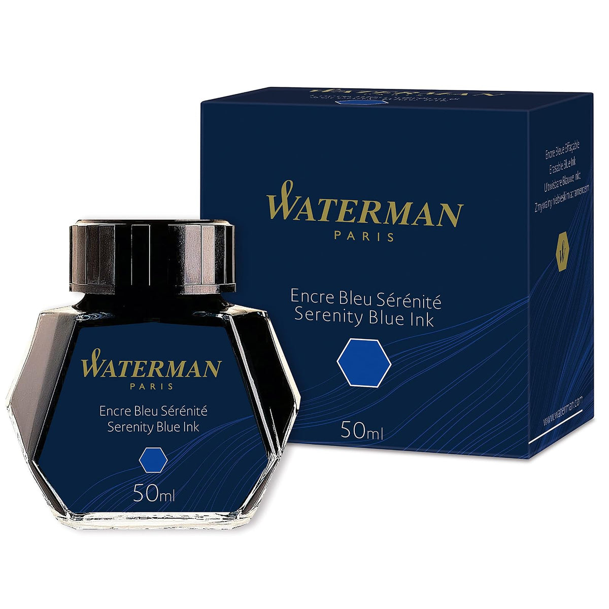 Waterman Tinta para Pluma Estilográfica 50 ml, Azul - Tinta para pluma - Azul Serenidad