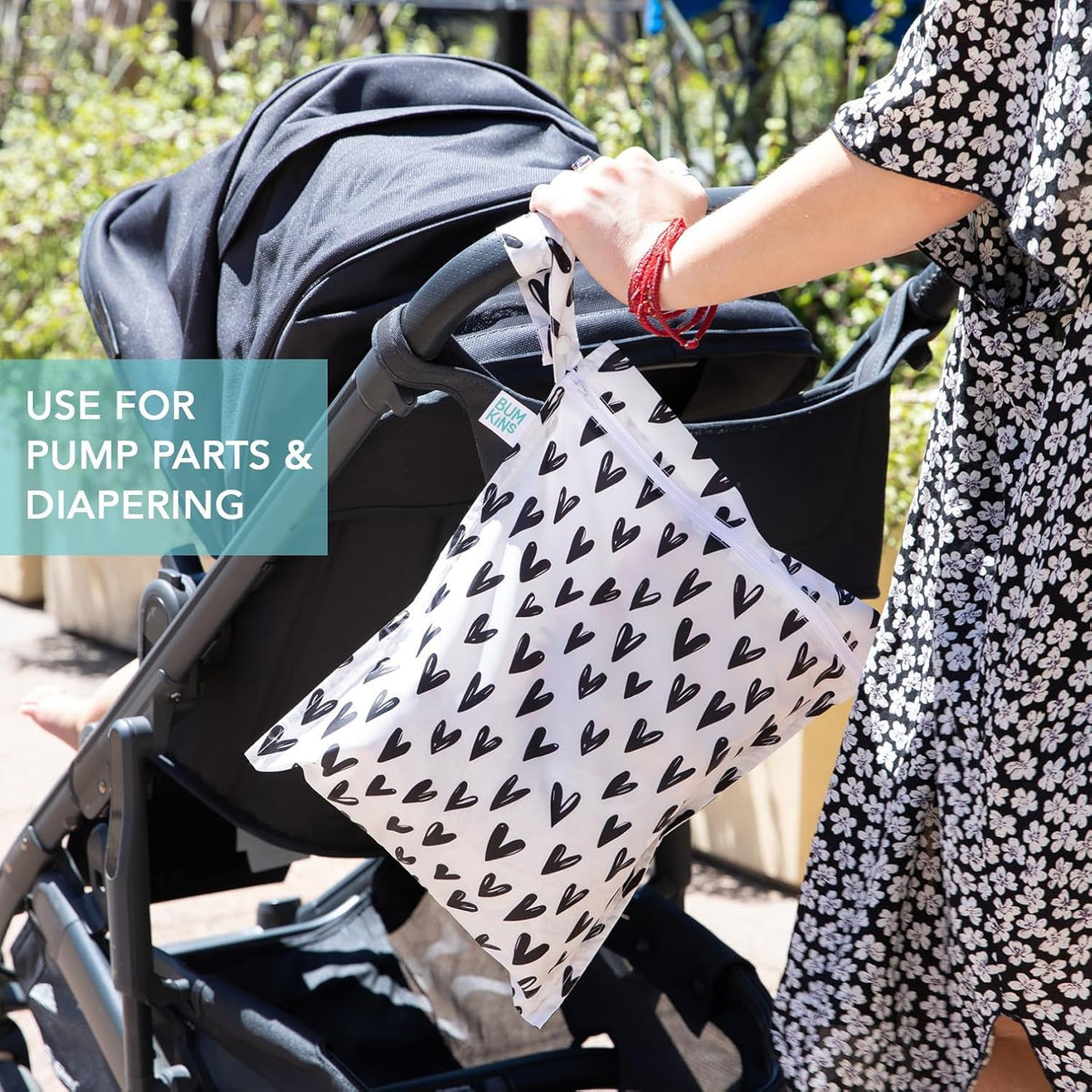 Bumkins - Bolsa húmeda impermeable para bebé, viajes, traje de natación, pañales de tela, piezas de bomba, piscina, playa, ropa de gimnasio, artículos de cambiador, gancho para carriola, guardería