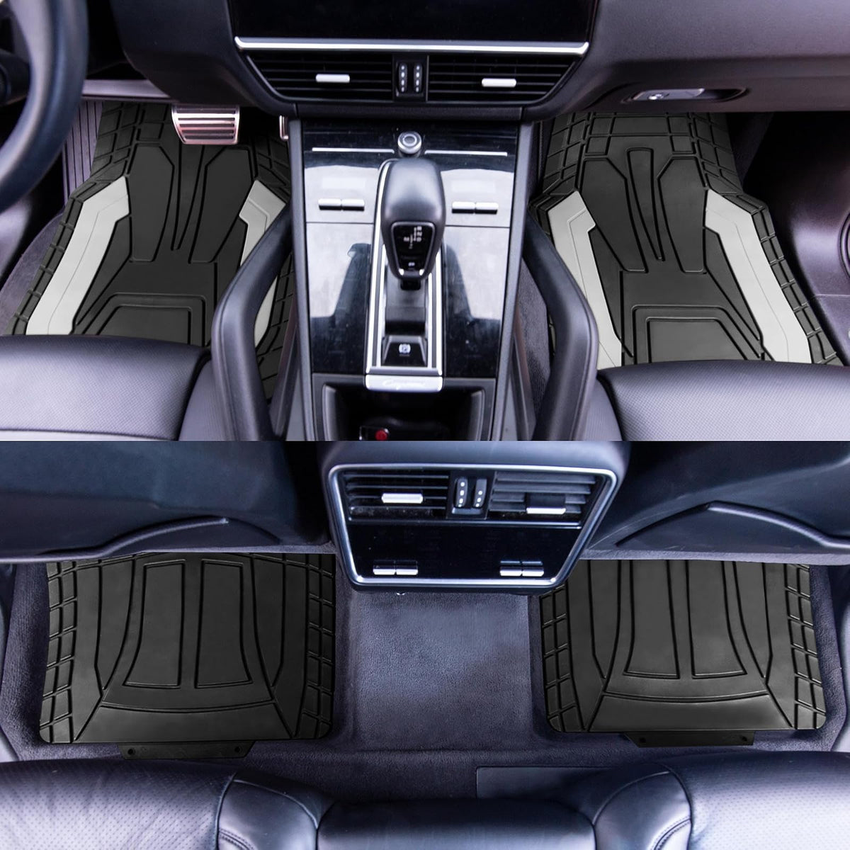 FH Group Automotive - Alfombrillas de Goma Resistentes para Piso, Ajuste Universal, Resistente al Clima, recortables para la mayoría de sedanes, SUV, Camiones, Color Gris