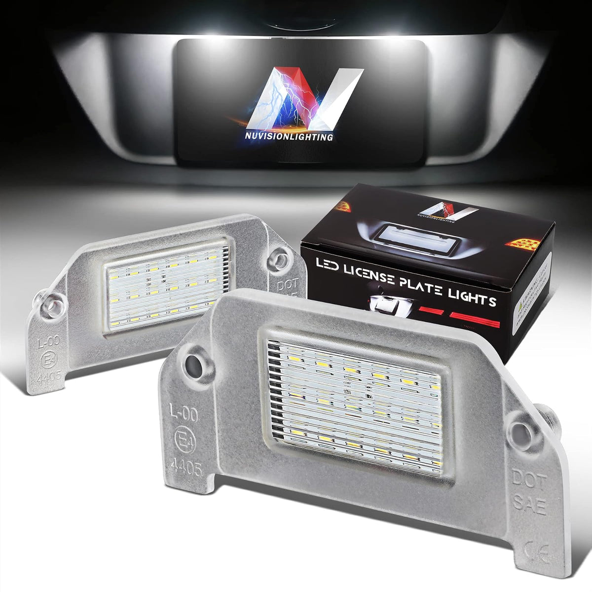 NUVISION LIGHTING NVL-LPL-025 Par de Luces LED para Placa de Matrícula para Dodge Dart 13-16, Challenger Avenger 08-14