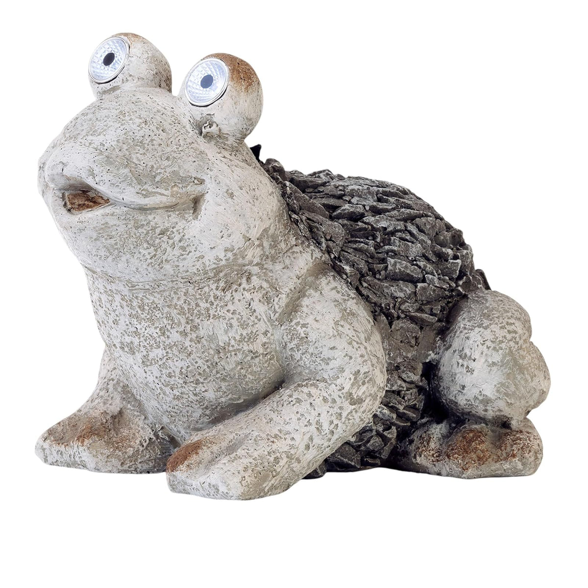 Alpine Corporation 12" Tall Outdoor Solar Powered Frog Yard Statue with LED Lights, Gray