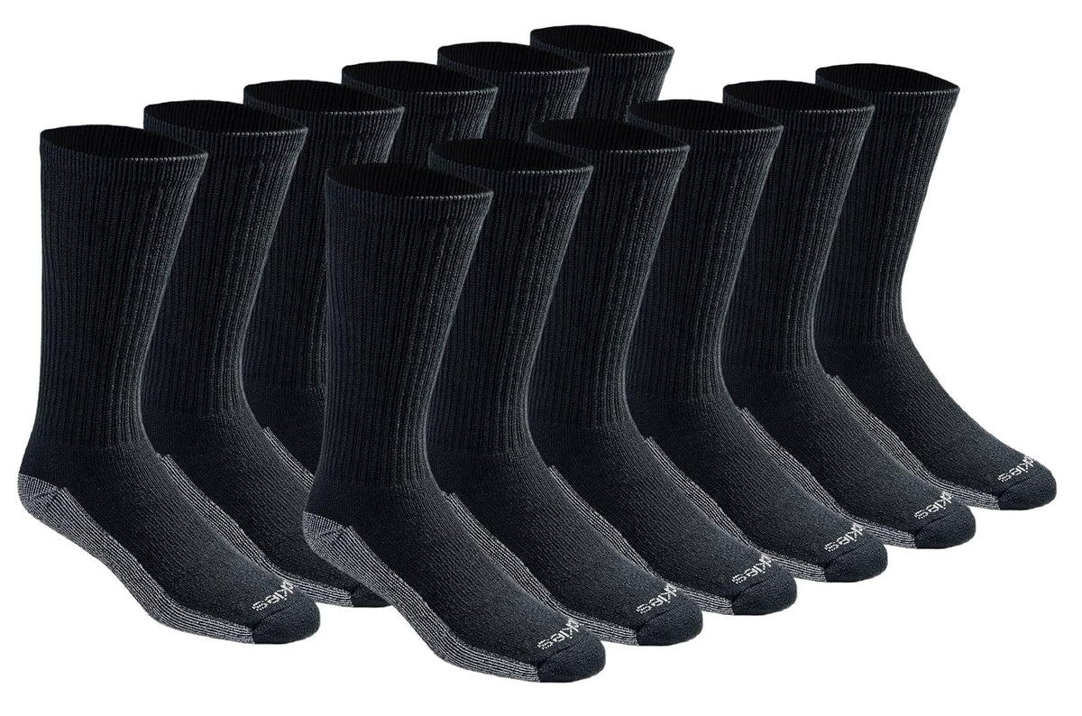 Dickies Calcetines Deportivos para Hombre, Talón y Puntera Reforzados - M - Negro (12 pares).