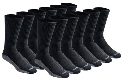 Dickies Calcetines Deportivos para Hombre, Talón y Puntera Reforzados - M - Negro (12 pares).