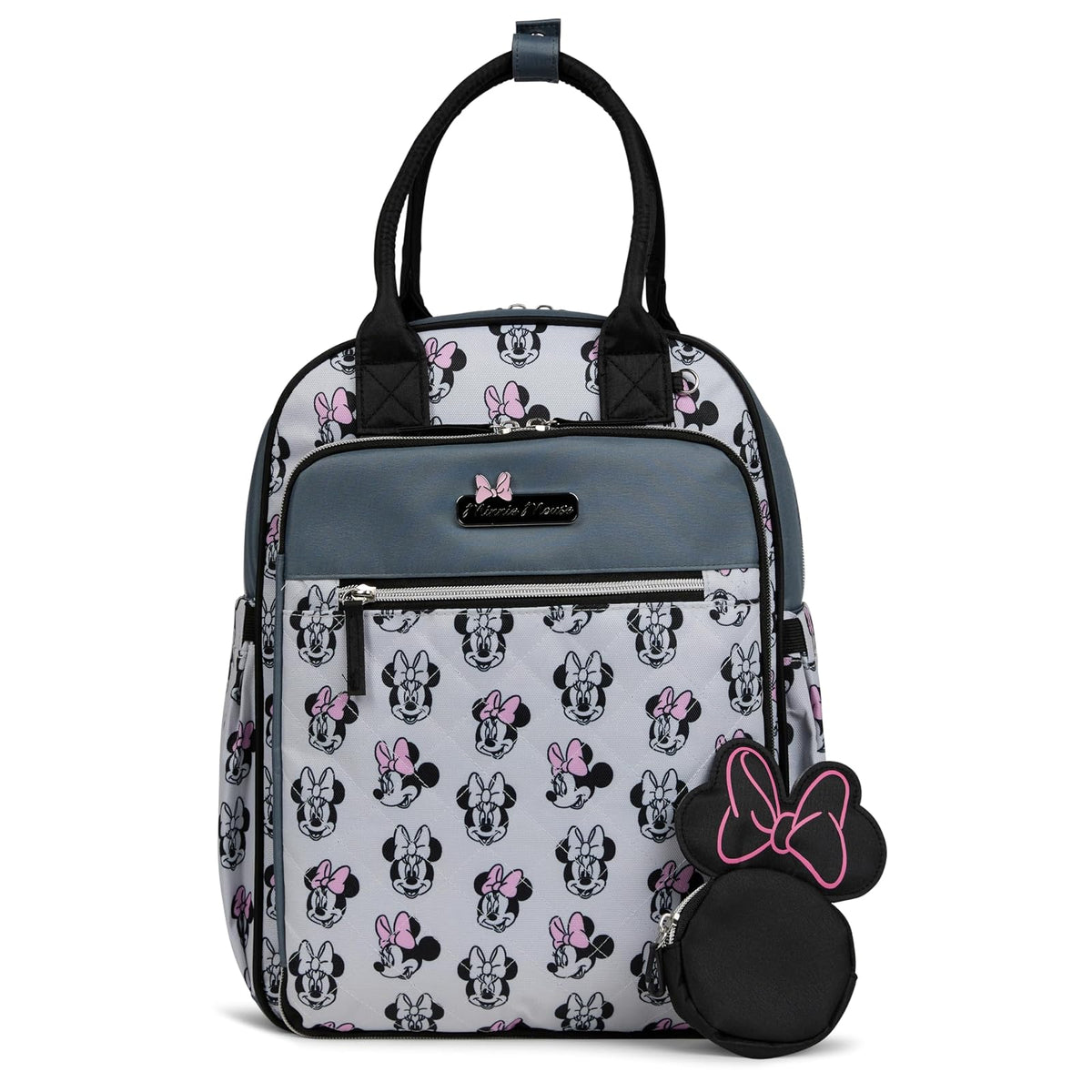 Disney - Mochila para pañales con cambiador - Bolsa de bebé de nailon de 16 pulgadas, Mickey Mouse, Minnie Mouse, Stitch y Winnie the Pooh