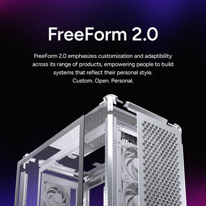 Cooler Master MasterFrame 600 Silver Freeform 2.0 - Half Tower, Paneles Laterales magnéticos, Interior Personalizable, GPU MAX, 410 mm AIO MAX, 420 mm Tipo C, Vidrio MF600-SGNN-S00