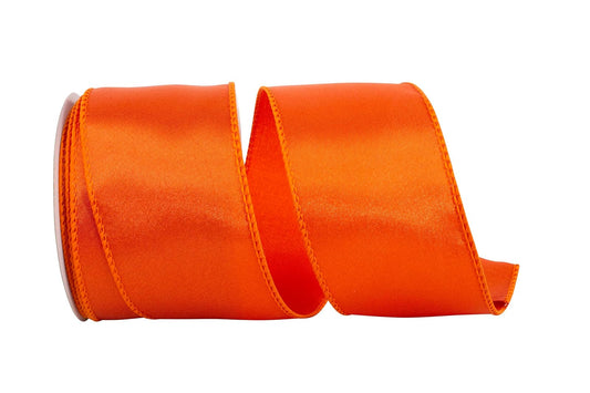 Reliant Ribbon 92575W-058-40F Cinta de borde con alambre satinado, 2-1/2 pulgadas x 10 yardas, naranja