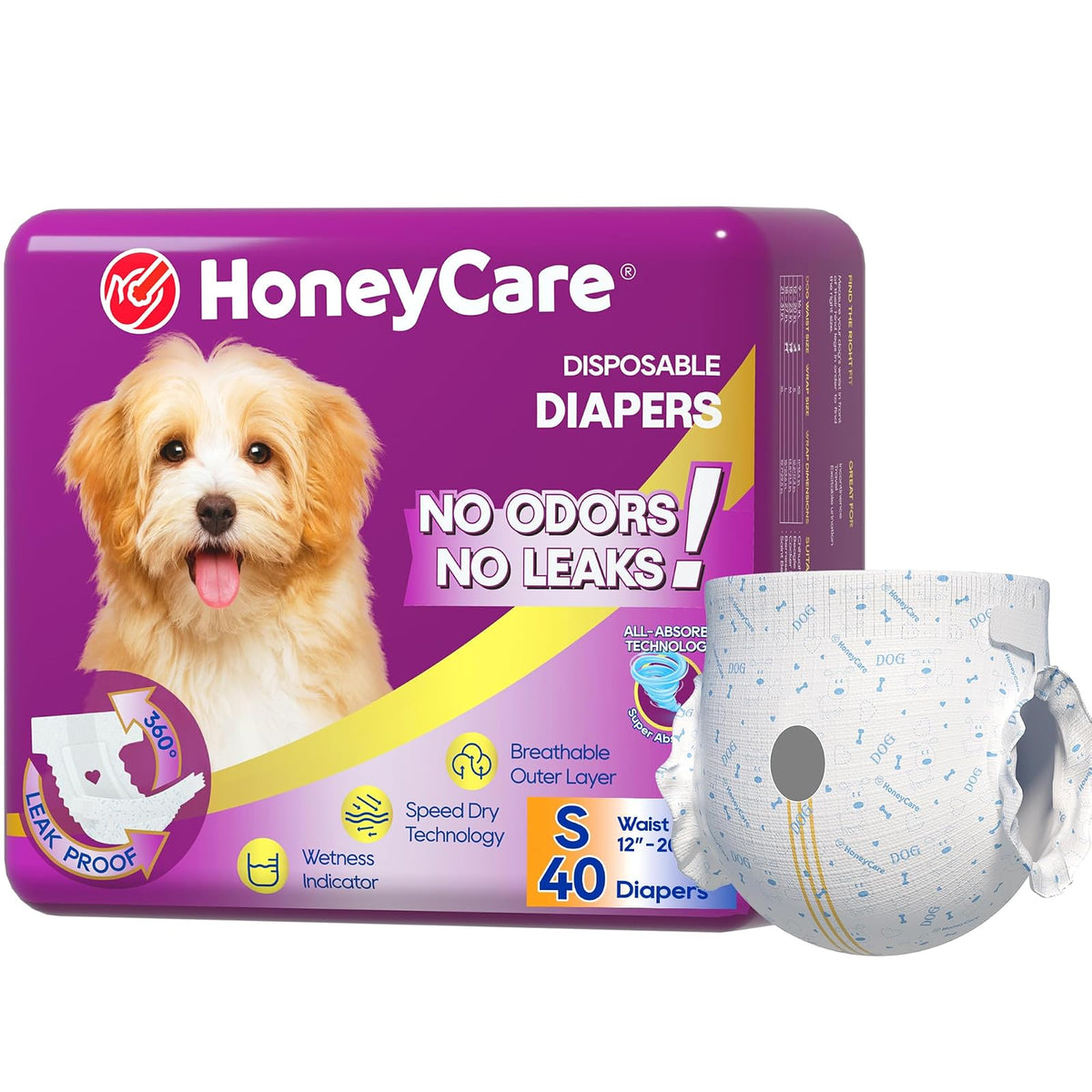 All-Absorb Pañal Desechable para Perro, Antifugas 360° - Pequeño
