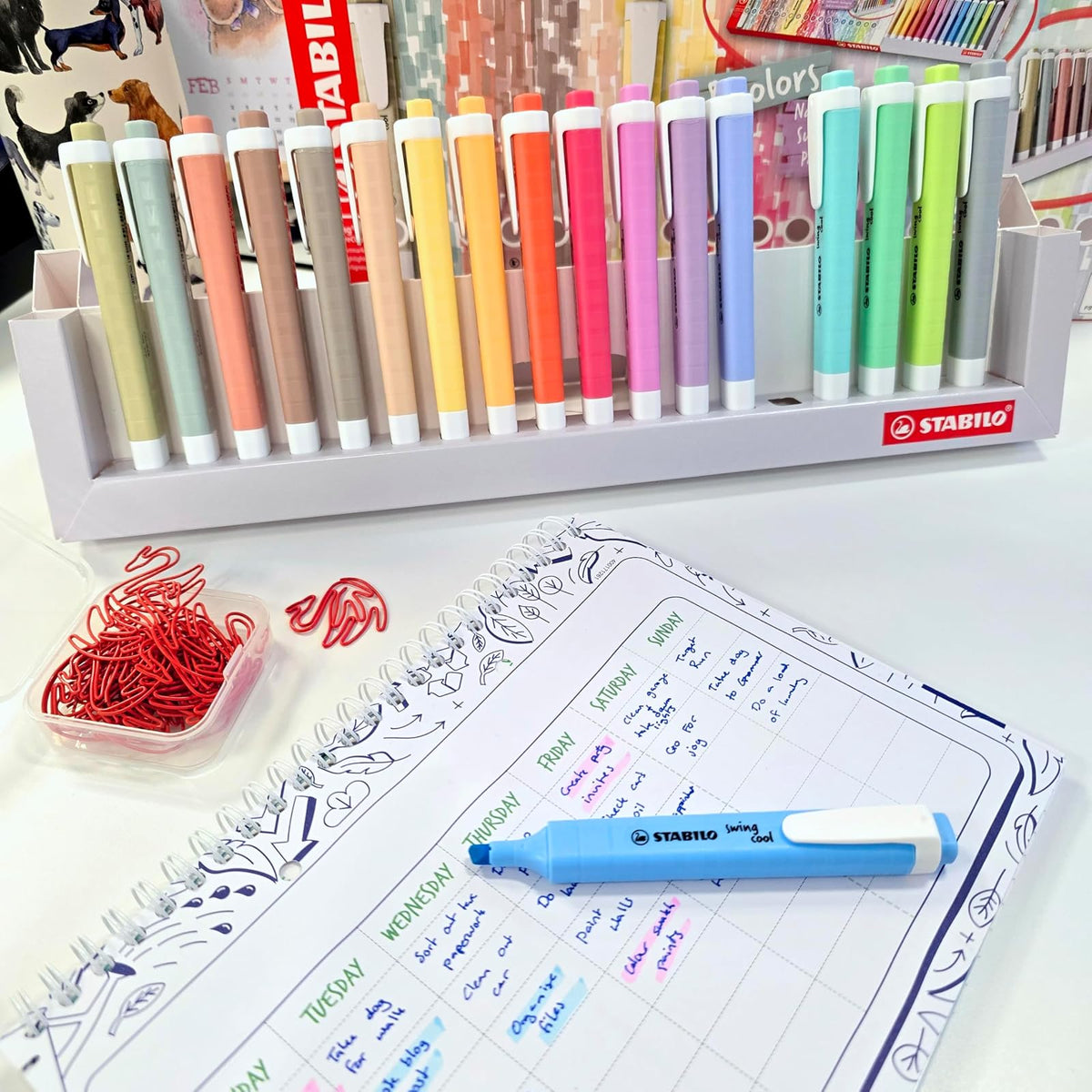 STABILO swing cool Nature COLORS - Set de escritorio con 18 Marcatextos