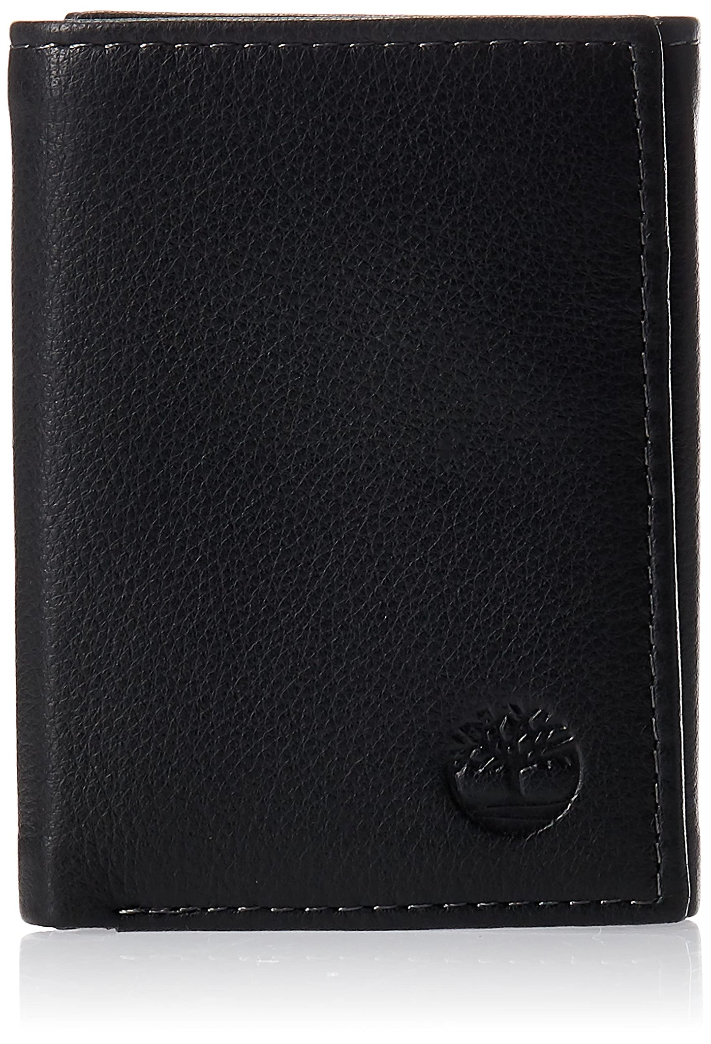 Timberland portafolios triple de piel para hombre con ventana de identificación, Negro, Talla única