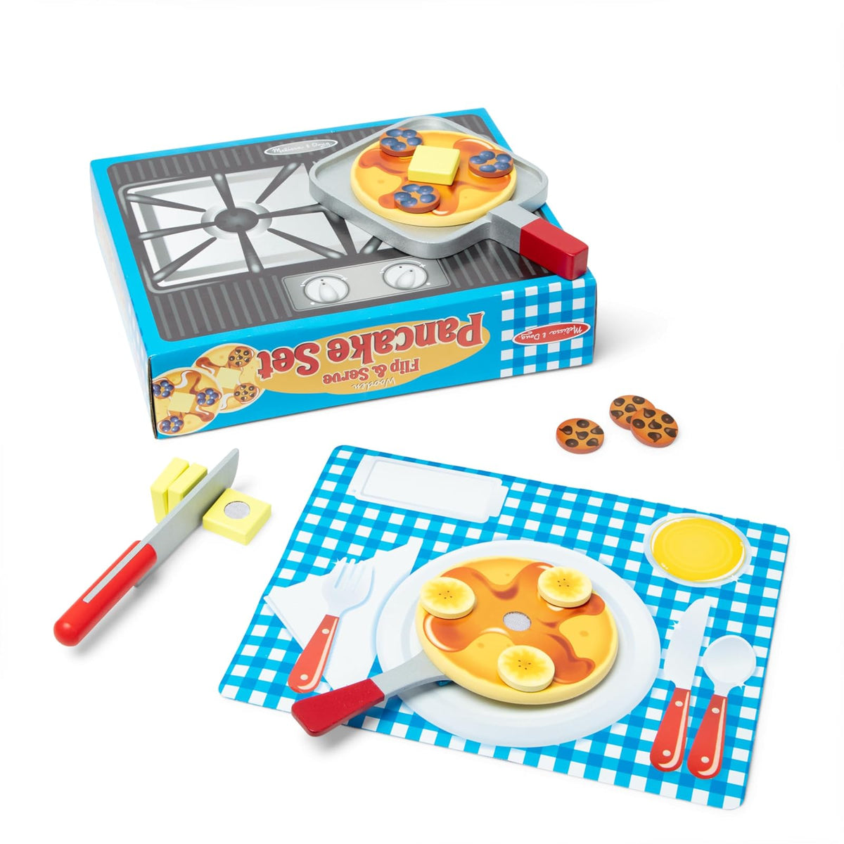 Melissa & Doug Set de panqueques de madera para voltear y servir