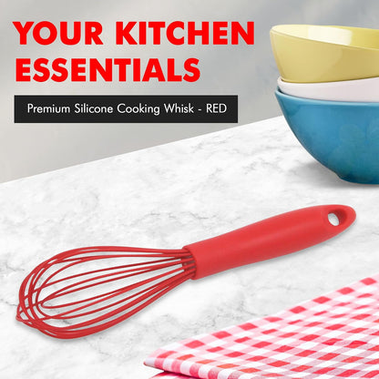 Chef Craft - Batidor de cocina de alambre de silicona premium, 10.5 pulgadas, rojo
