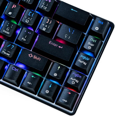 Gaming Naceb Teclado Mecánico RGB NA-0963G, 69 Teclas Compacto con Keycaps Intercambiables y Conexión USB-C, Color Gris