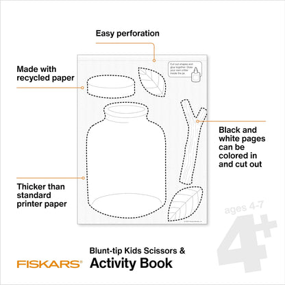 Fiskars Cut & Create - Libro de actividades con tijeras para niños de 5 pulgadas, a partir de 4 años