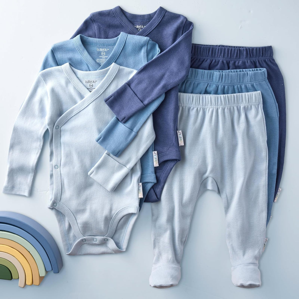 Butterblu Fallon 3-Pack Footed Pants 100% Organic Cotton Bottoms for Newborn and Baby Girls, Boys, Unisex​ Mameluco para bebés y niños pequeños bebés Unisex