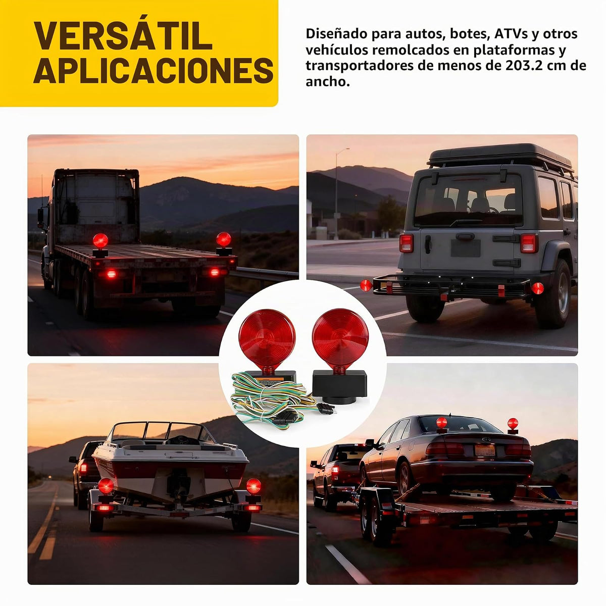 maxxhaul 80778 Kit de luz de remolque (de doble cara magnética para RV, barco, remolque y más Dot Aprobado), 1 Pack