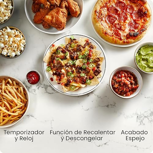 Chefman Horno De Microondas 0.7 Pies Cúbicos 8 Menús automaticos de 1150 vatios con 10 niveles de potencia, modo ecológico, memoria, función de silencio