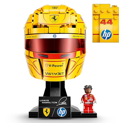 Lego Editions Scuderia Ferrari HP: Casco de Lewis Hamilton – Decoración Deportiva y Artículo de Colección de F1 – Set para Construir y Exhibir – Casco Lego y Minifigura – 43022