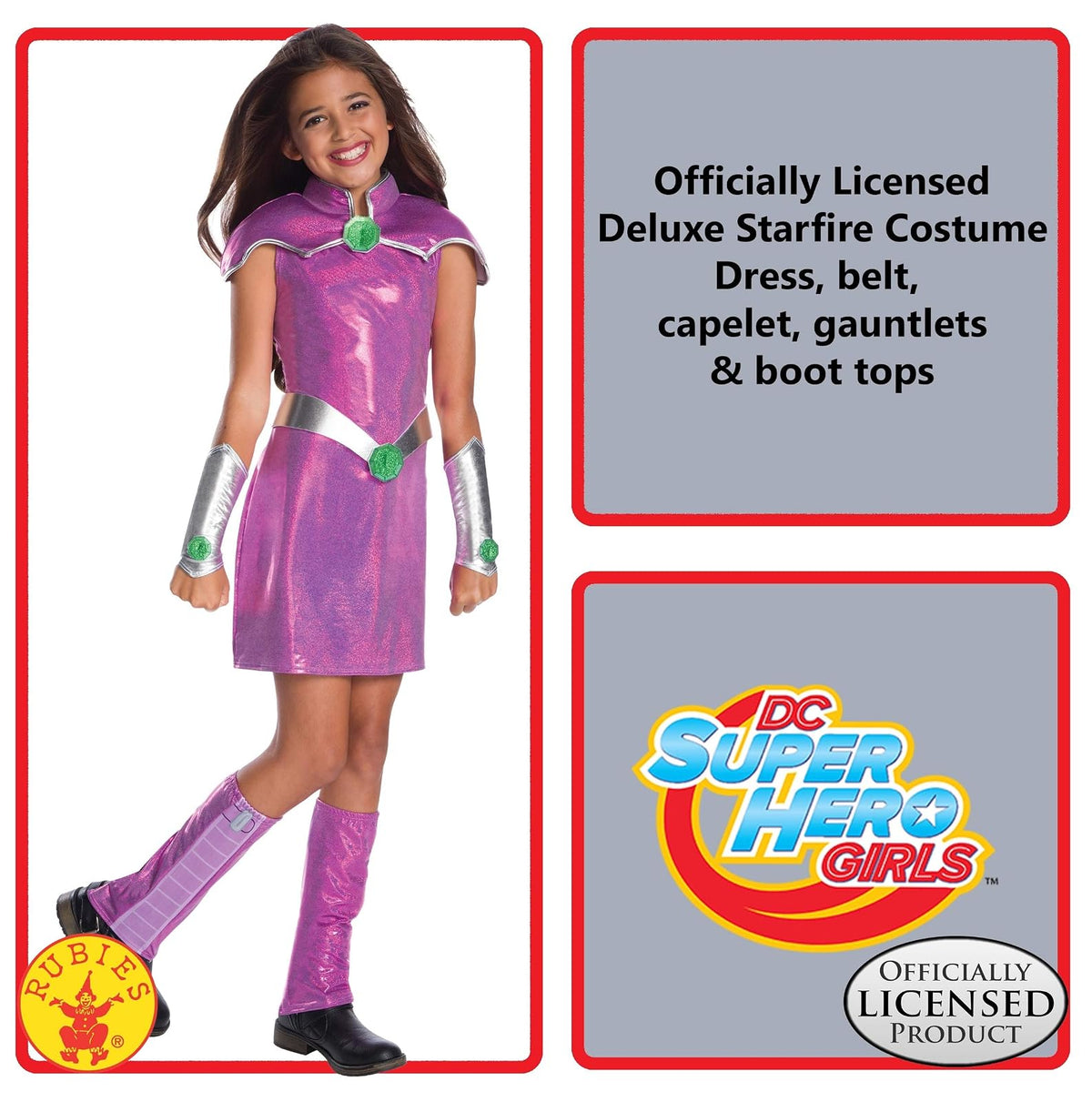 Rubie'S Disfraz de superhéroe DC Deluxe Starfire para niña, Talla M