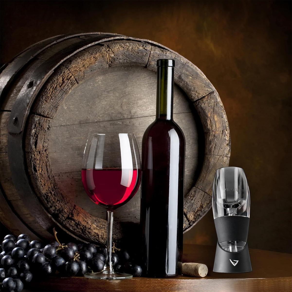 Vinturi Aireador de vino tinto incluye base mejorada sabores con acabado más suave, color negro