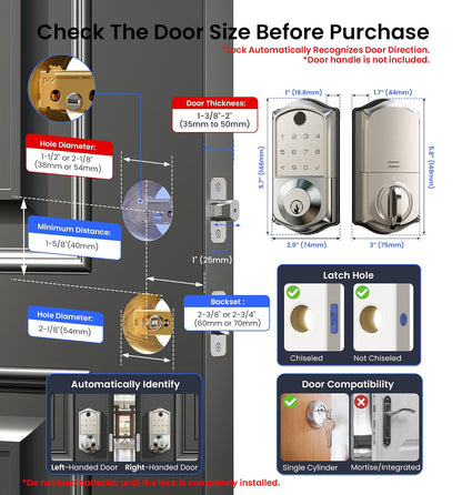 Veise VE017 - Cerradura de puerta inteligente con huellas dactilares, control de aplicación, entrada sin llave 7 en 1, bloqueo automático, puerto de alimentación de emergencia, teclado electrónico con