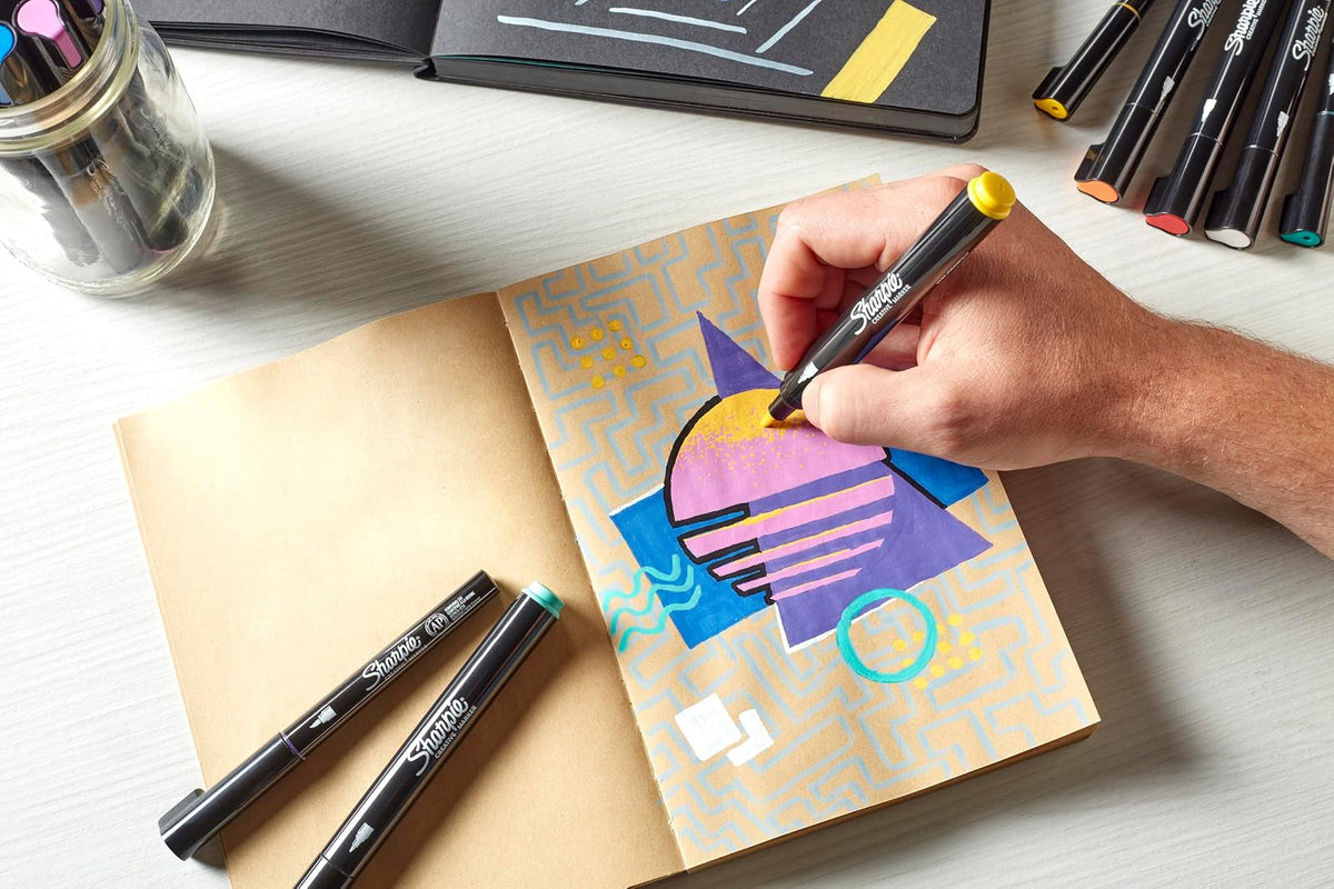 Sharpie Marcadores Creativos, Marcadores Acrílicos a Base de Agua, Punta Pincel, Colores Surtidos, 5 Piezas