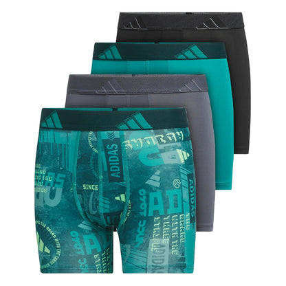 adidas - Calzoncillos tipo calzones de microfibra para jóvenes (multipaquete) para niños - Mezcla mejorada Pure Teal-Lima Burst - Onix Gris - Verde - Microfibra - Gráfico - M