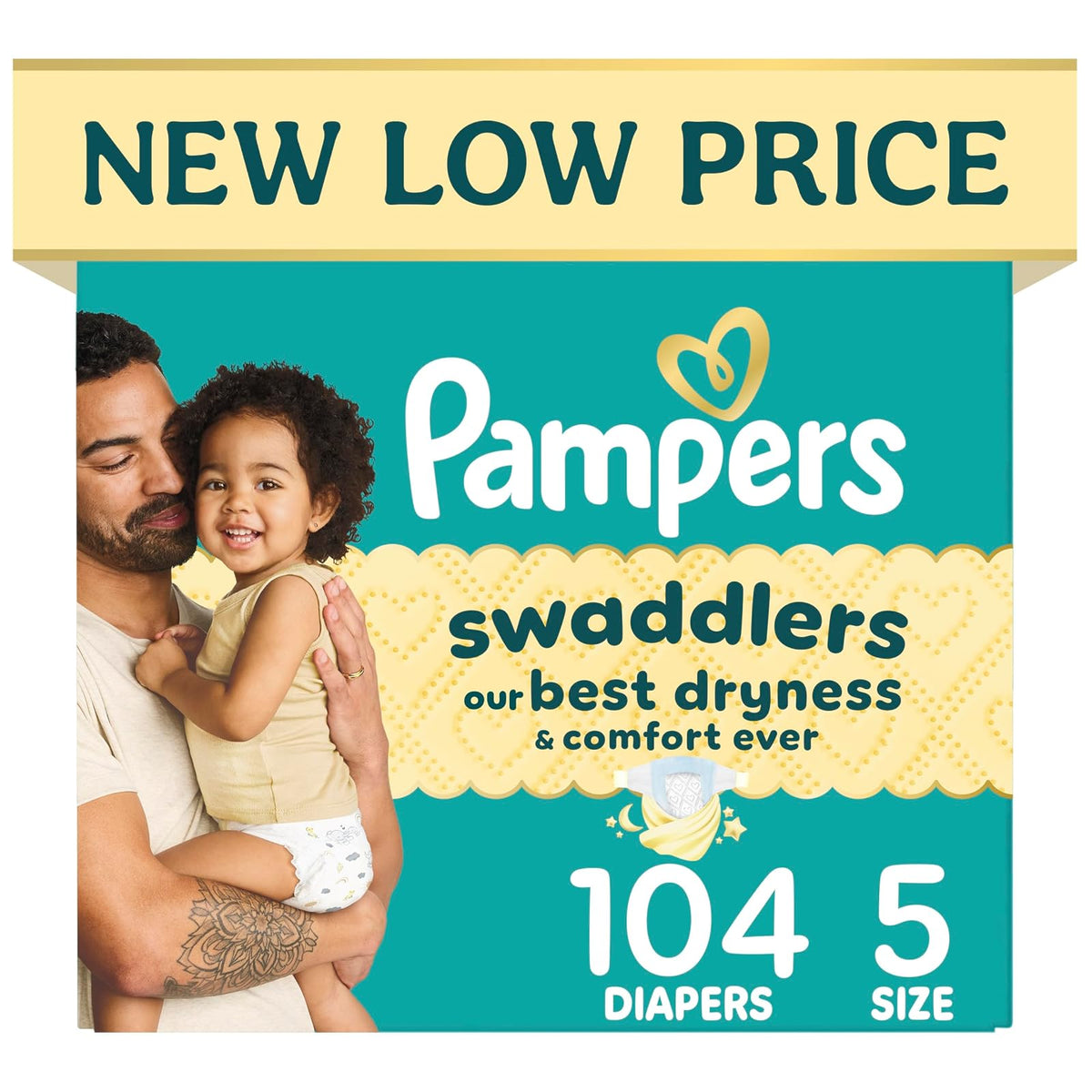 Pampers Swaddlers Pañal Desechable para Bebé, Ultra Absorbente - Talla 5 (104 Unidad)