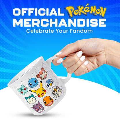 Silver Buffalo Pokemon Bulbasaur, Squirtle, Slowpoke, Snorlax, Pikachu, Piplup, Haunter, Charmander y Meowth Camper Taza, 20 onzas
