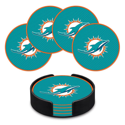 Rico Industries Juego de Posavasos NFL de PVC, Paquete de 4 - Delfines de Miami
