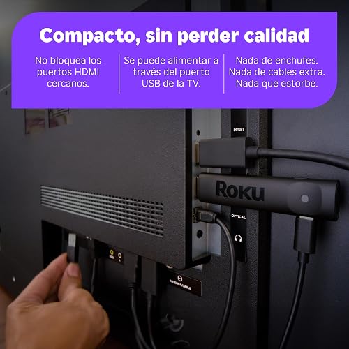 Roku® Streaming Stick™ Plus 2025 - Dispositivo de Streaming Roku 4K y HDR para TV con Control Remoto por Voz - TV en Vivo y Gratis
