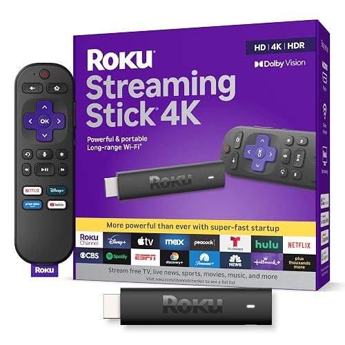 ROKU Streaming Stick 4K | Dispositivo de transmisión 4K/HDR/Dolby Vision con Control Remoto de Voz y Controles de TV