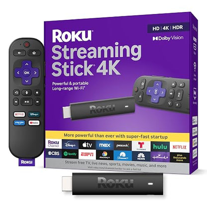 ROKU Streaming Stick 4K | Dispositivo de transmisión 4K/HDR/Dolby Vision con Control Remoto de Voz y Controles de TV